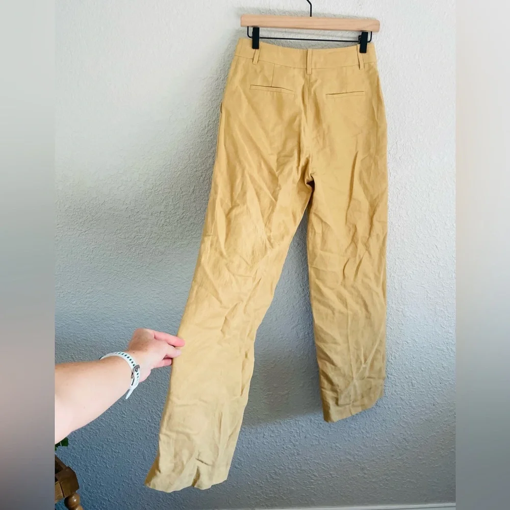 Wilfred Free Tan Khaki High Waisted Linen Blend Trousers